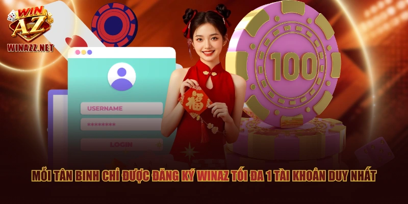 Mỗi tân binh chỉ được đăng ký WinAZ tối đa 1 tài khoản duy nhất
