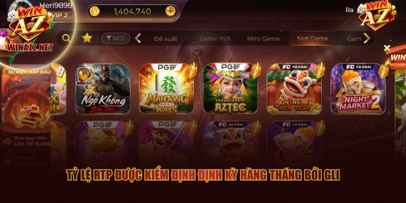 Tỷ lệ RTP được kiểm định định kỳ hàng tháng bởi GLI